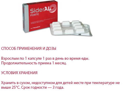 Способ применения таблеток SiderAL
